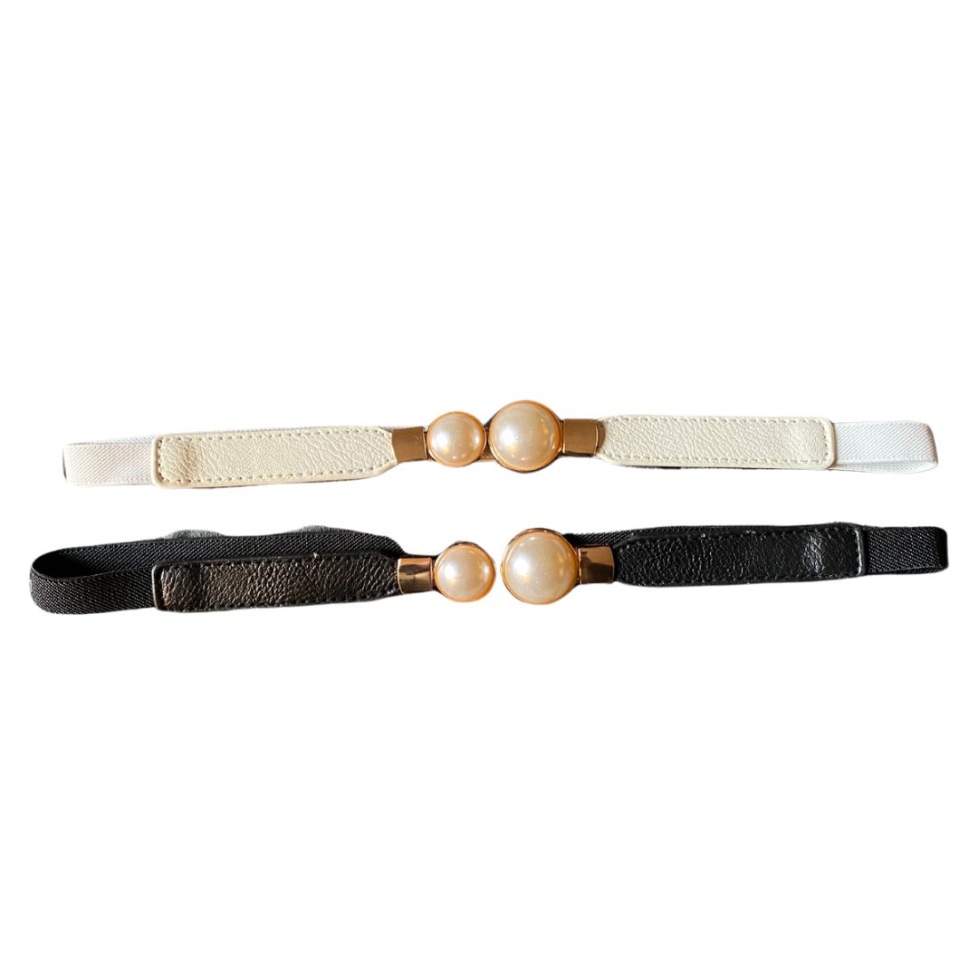 Skinny Elastic Pearl Belt