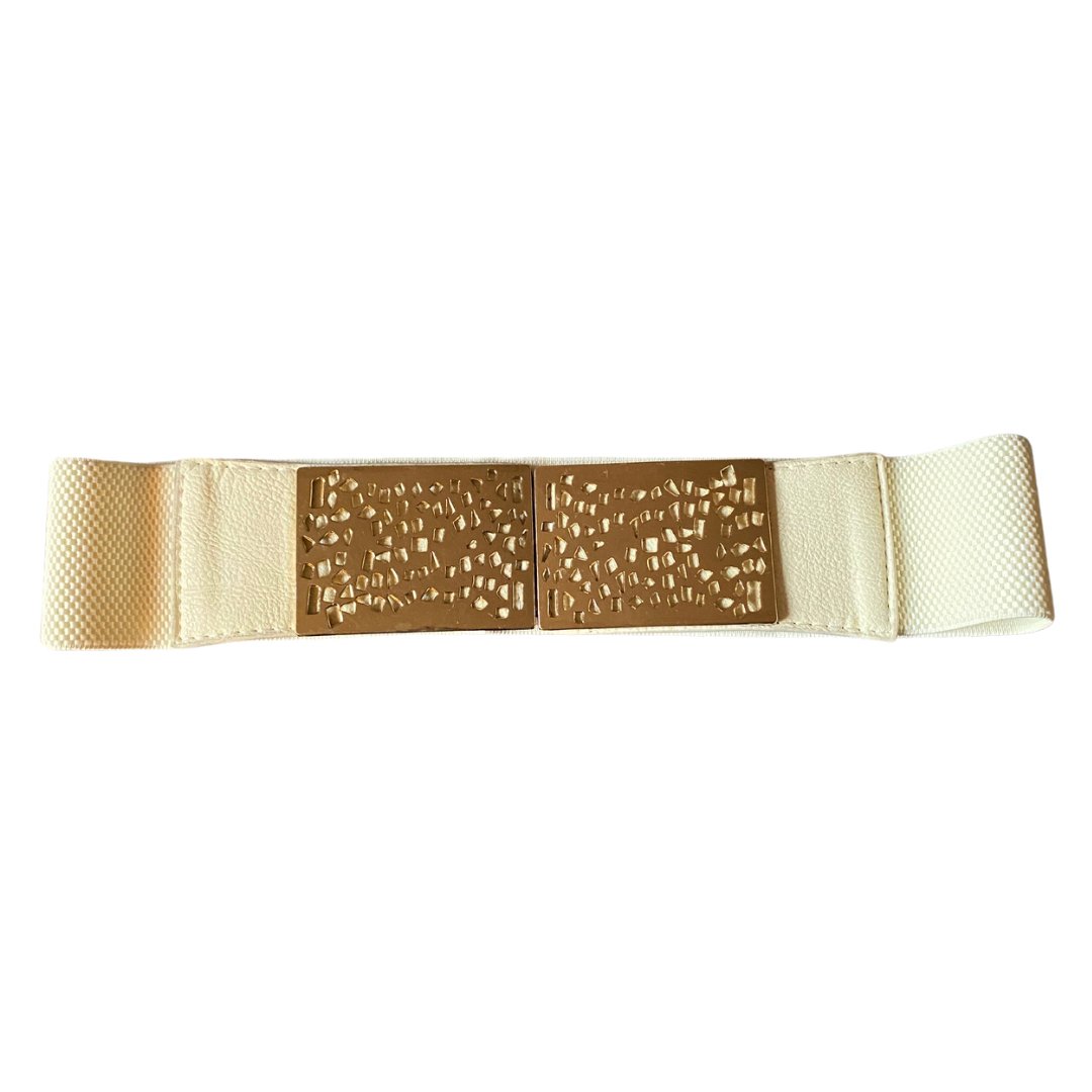 Ivory & Gold Wide Band Elastic Belt