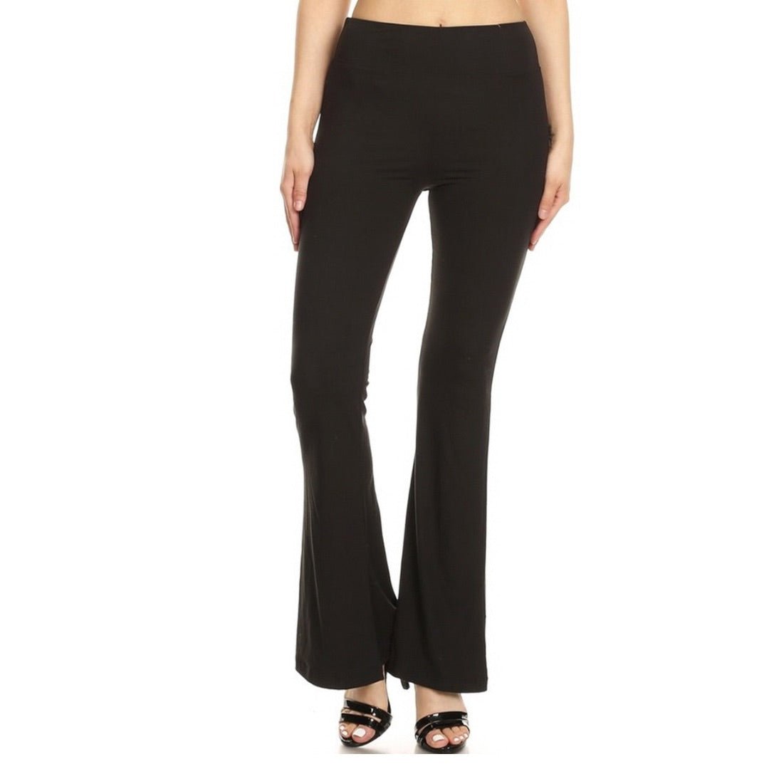 FINAL SALE Black Flare Legging Material Pants