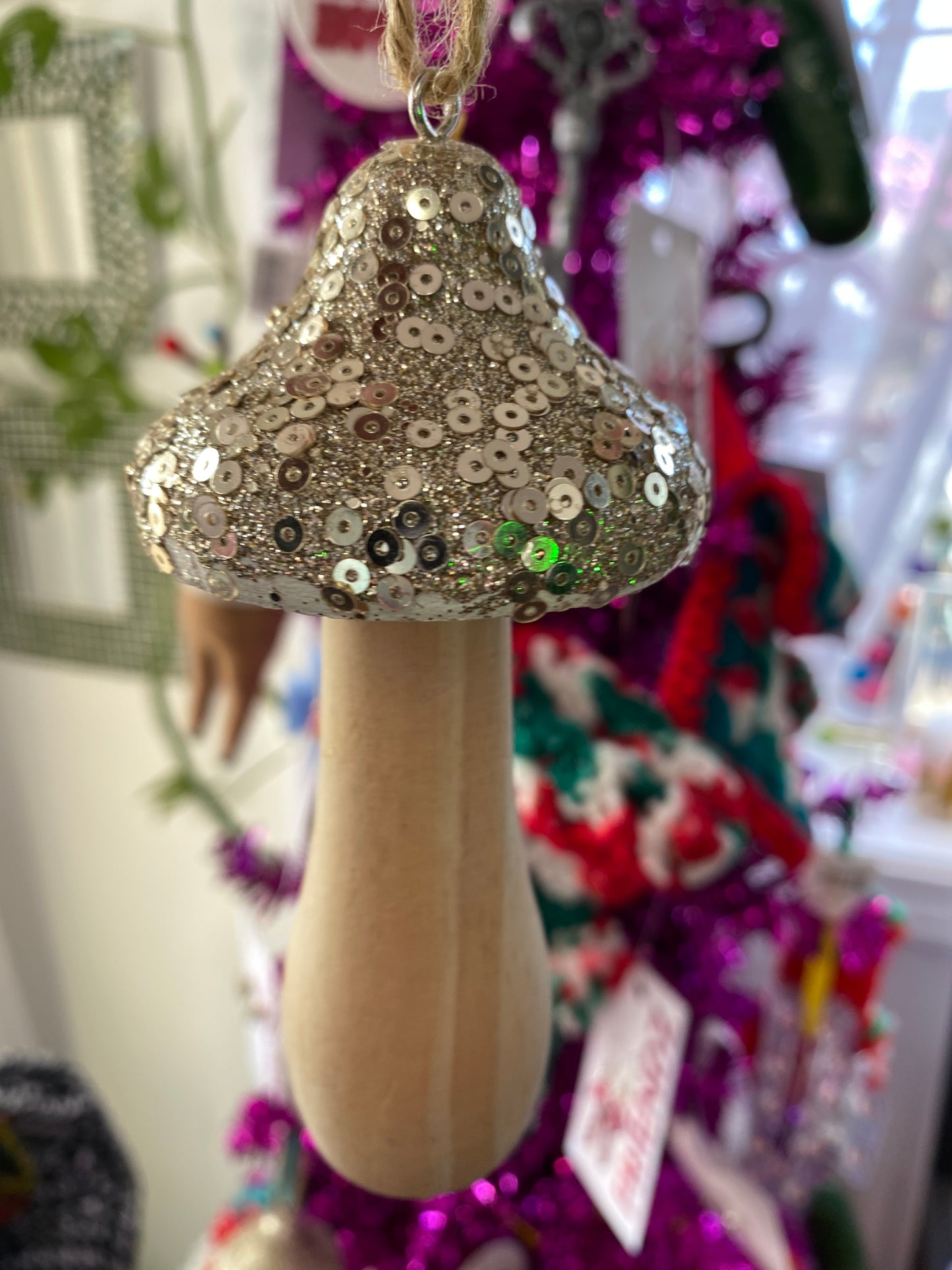 Glitter Gold Wooden Mushrooms