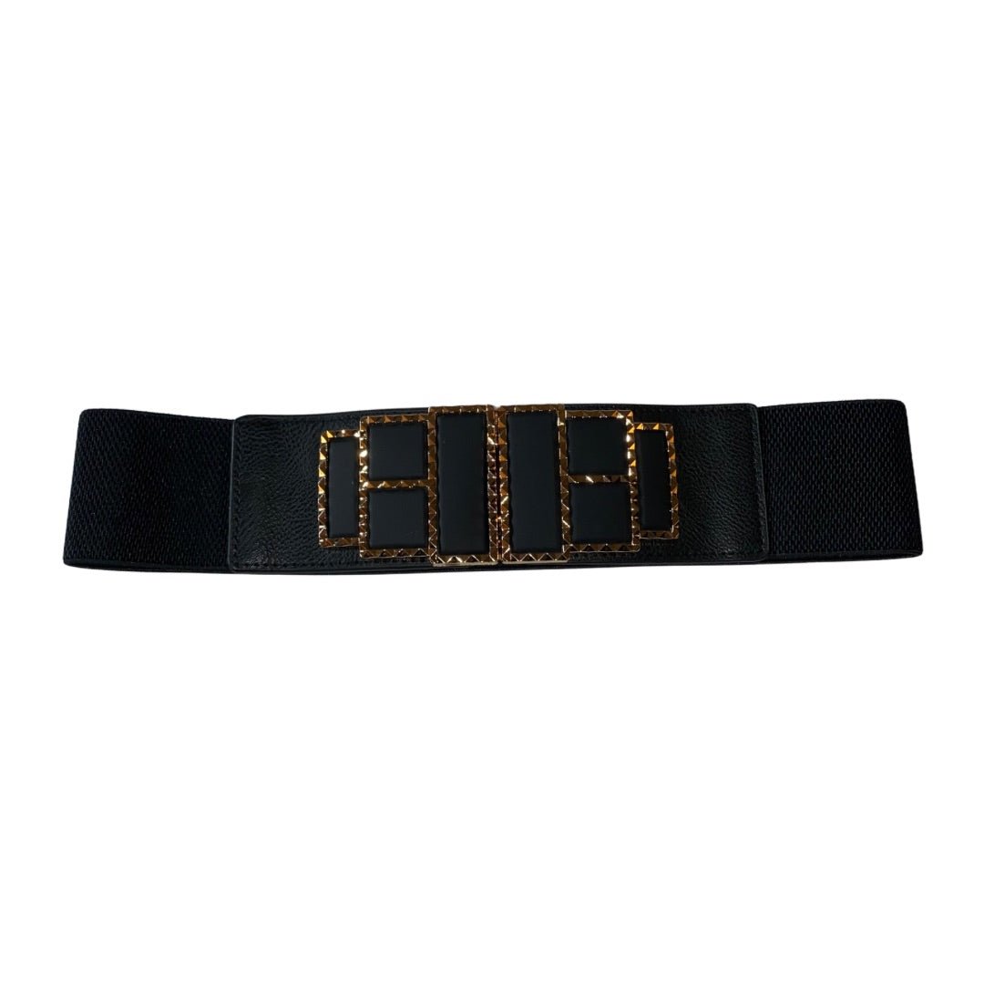 Geometric Gold & Black Elastic Belt