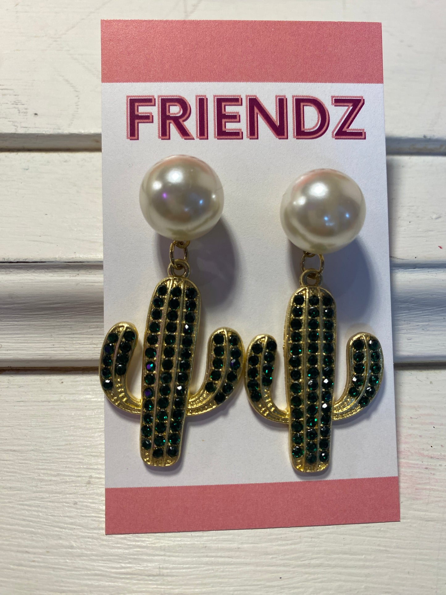 Peral Cactus Rhinestone Earrings