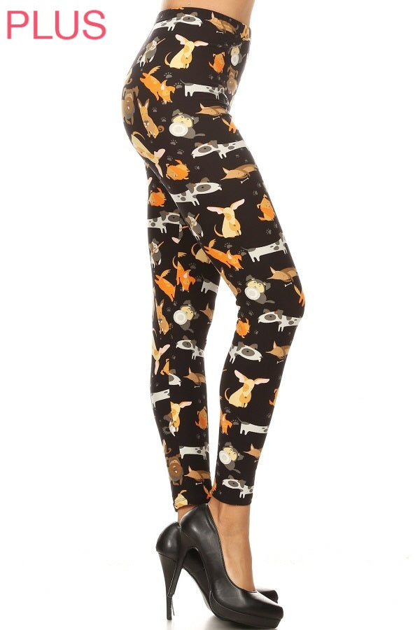 Mixed Dog Print Adult Leggings