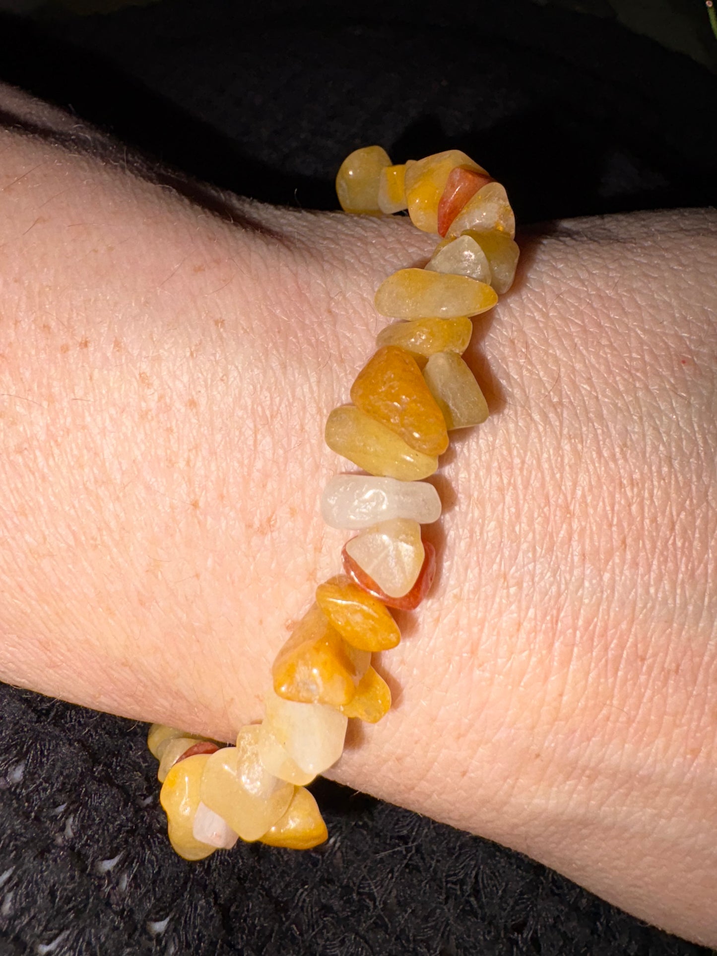 Natural Orange Calcite Gem Stone Chip Bracelet
