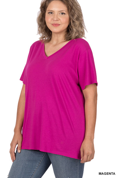 Boyfriend Tee V-Neck Top (3+ Colors)