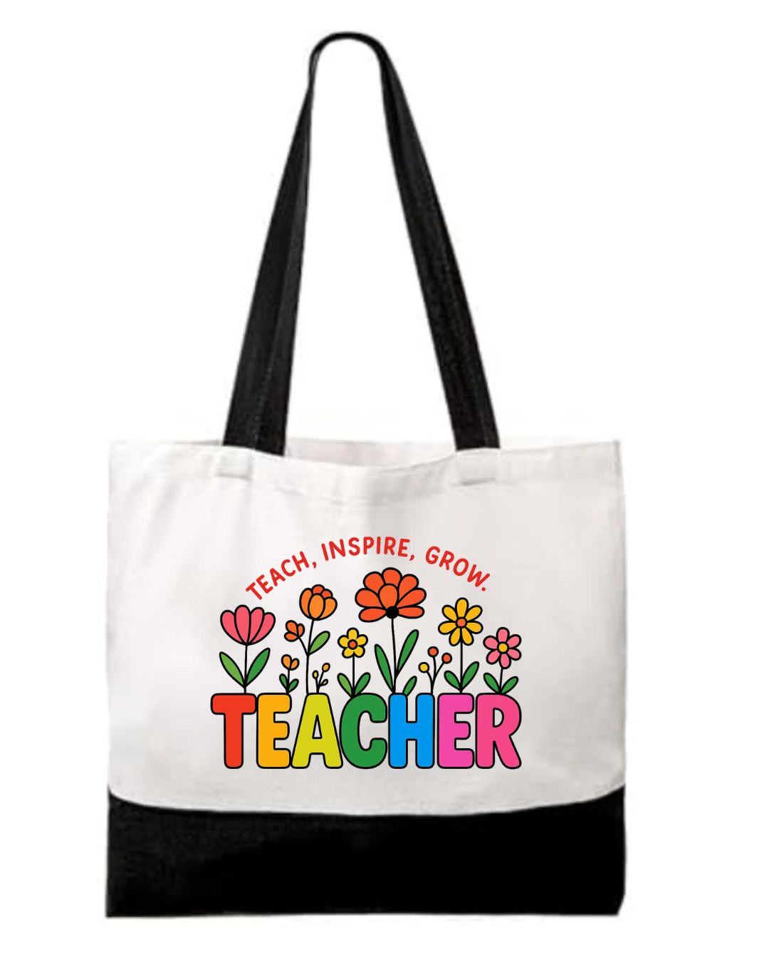 Teacher Flower Tote - Teach Ispire Grow