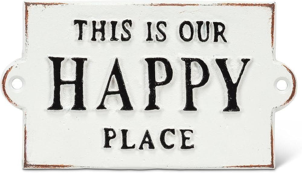 Voici notre plaque en fonte Happy Place