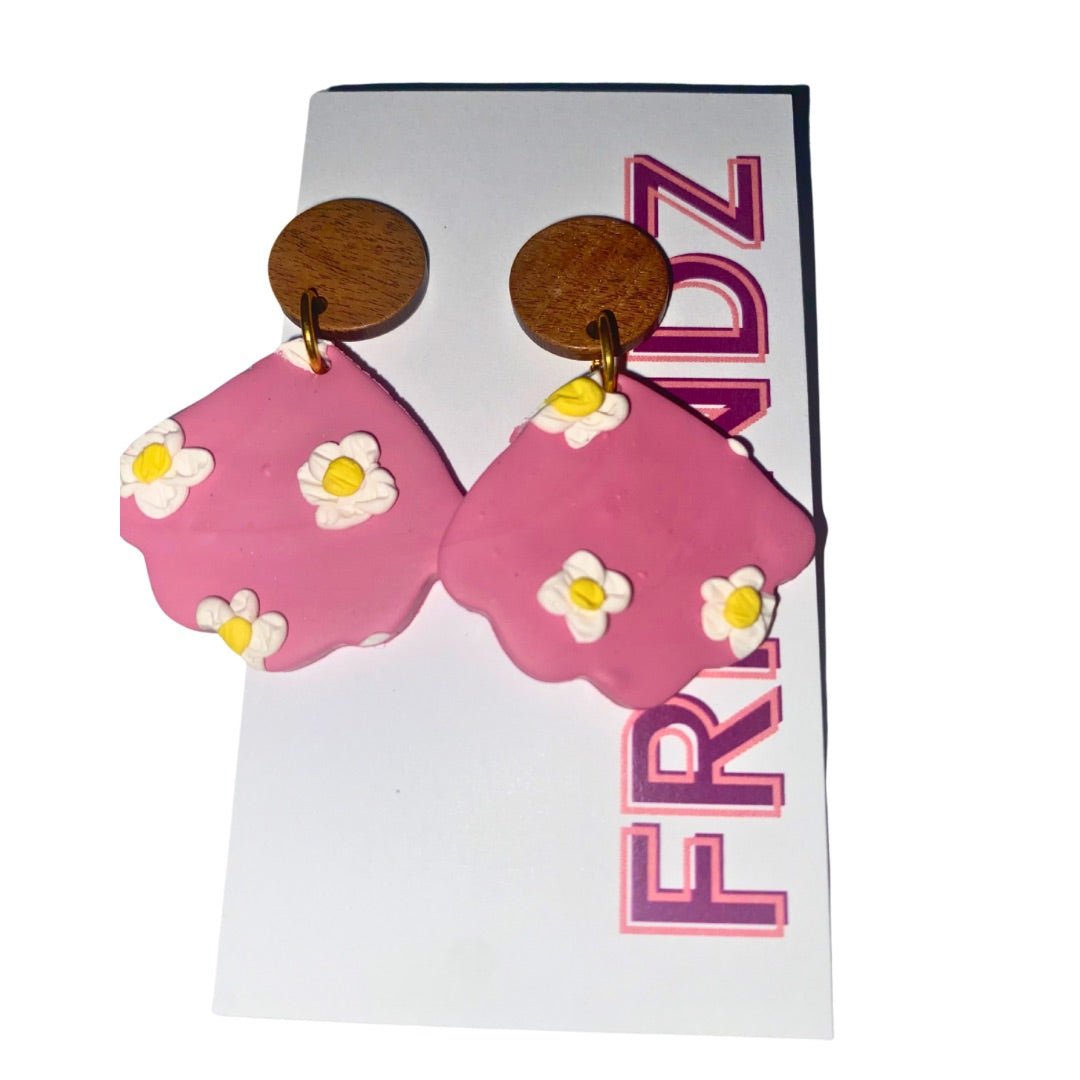 Polymer Clay Daisy Rose Stud Earrings