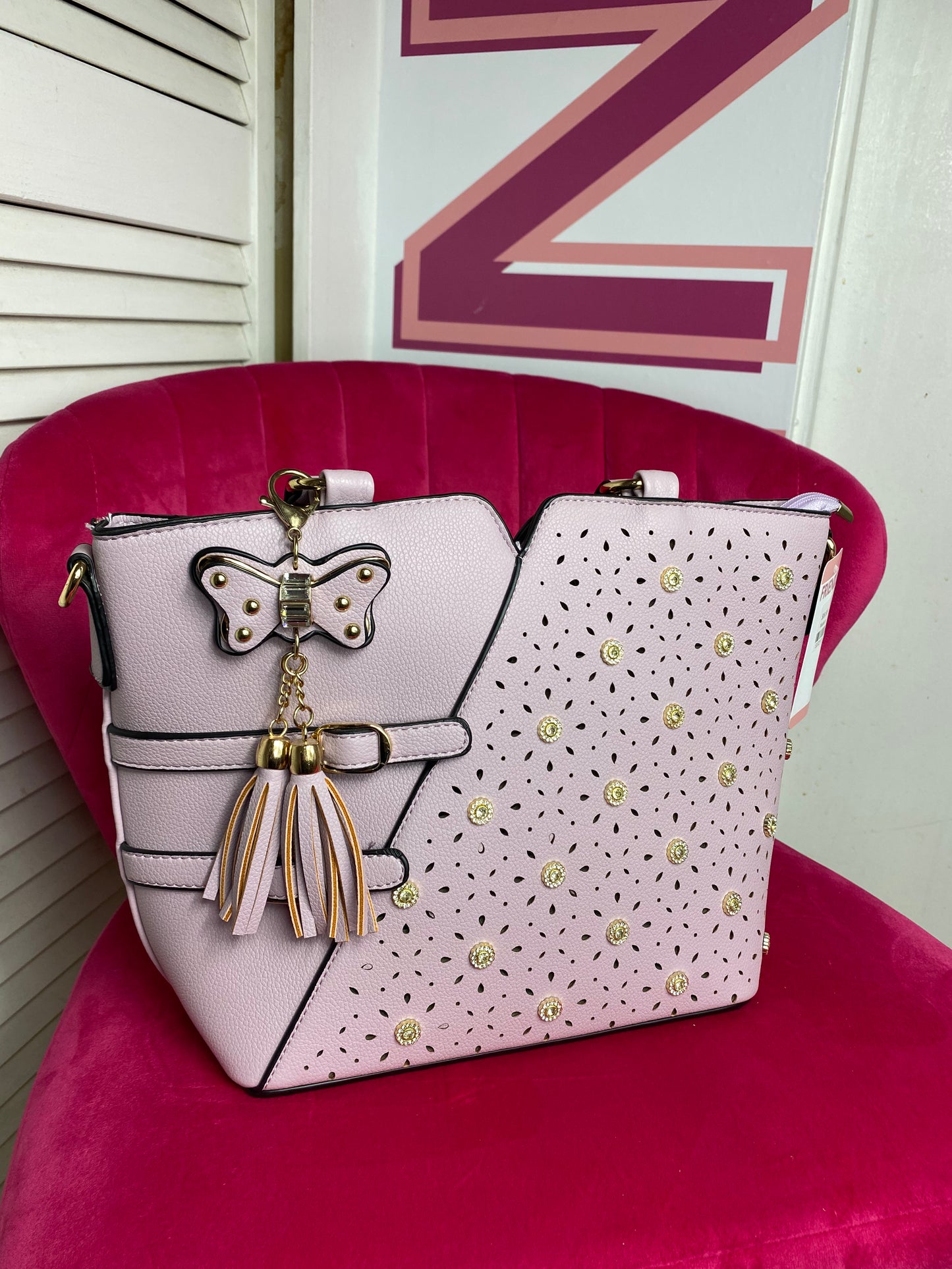 Sac à bandoulière de taille moyenne avec bandoulière et strass