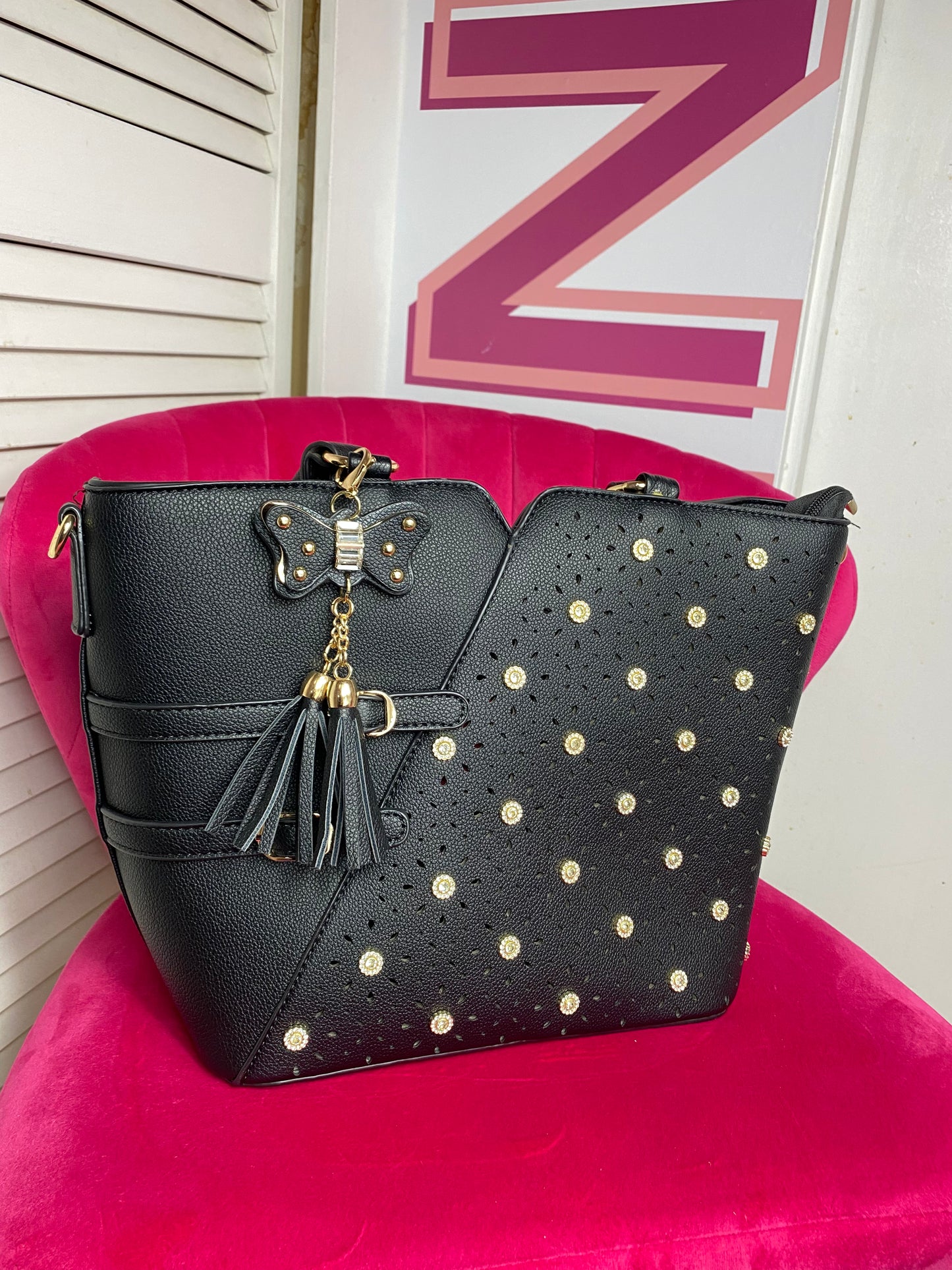 Bolso bandolera con diamantes de imitación de tamaño completo