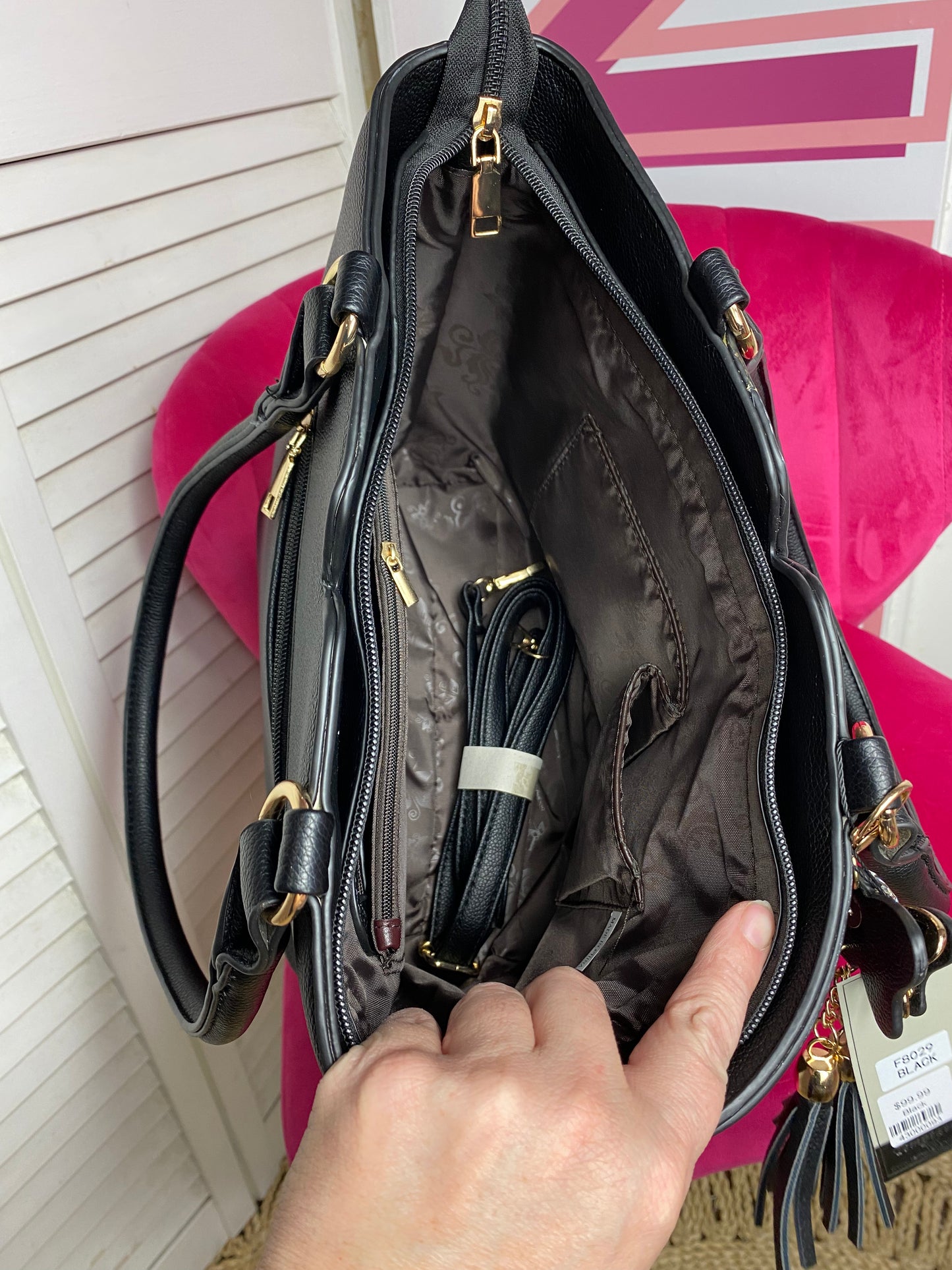 Bolso bandolera con diamantes de imitación de tamaño completo