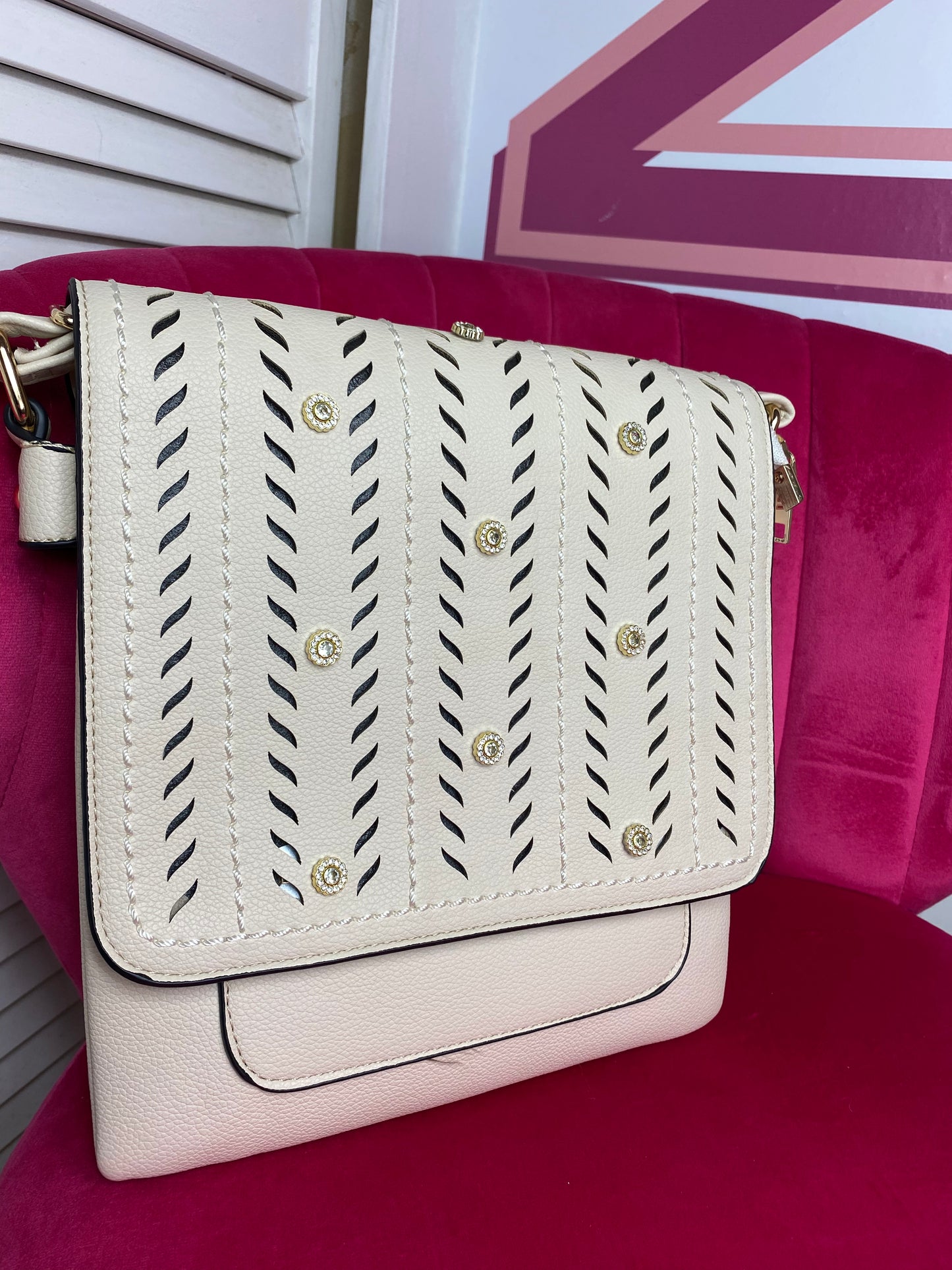 Bolso bandolera mediano con diamantes de imitación (2 colores)