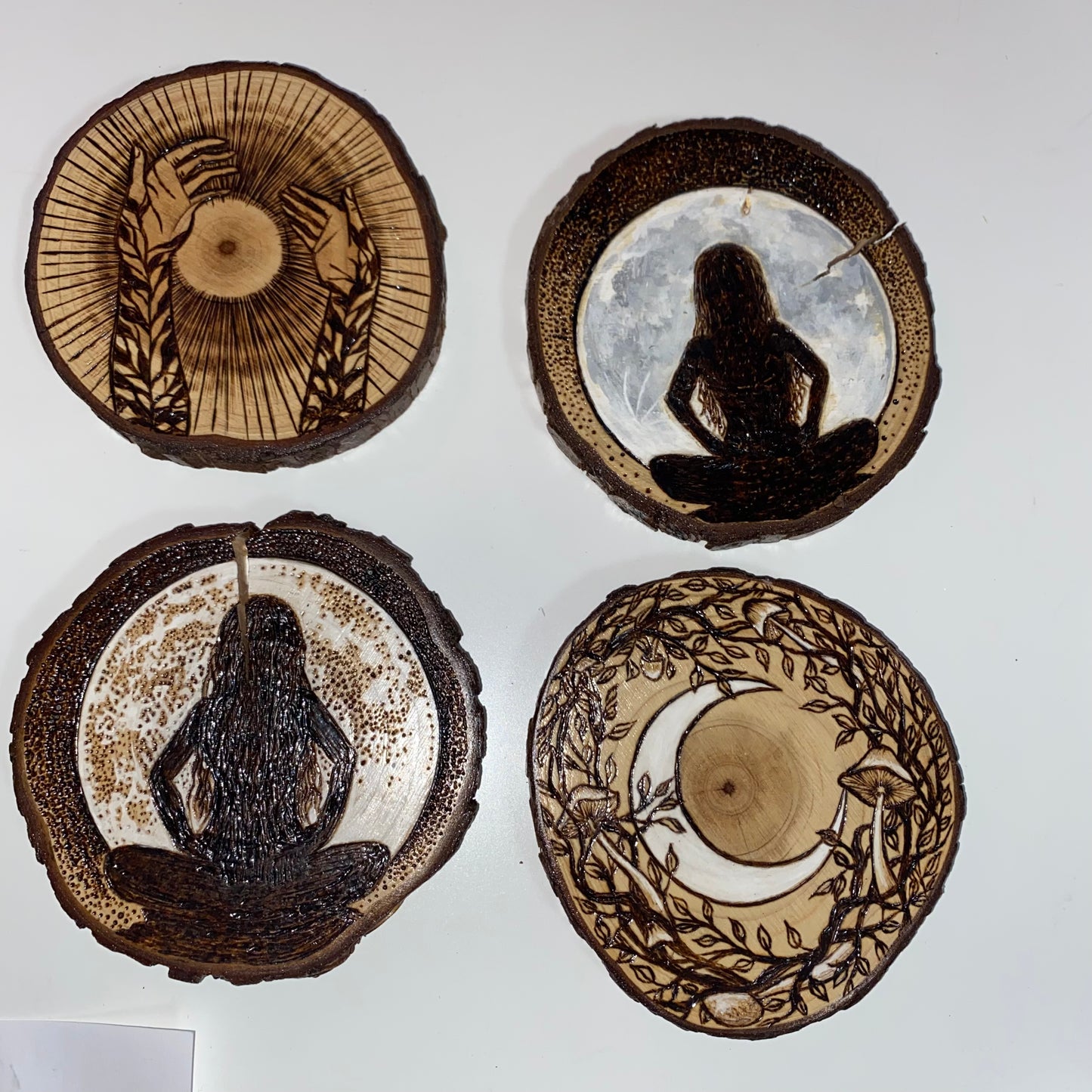 Rebanadas de madera HECHO A MANO arte Madera quemada