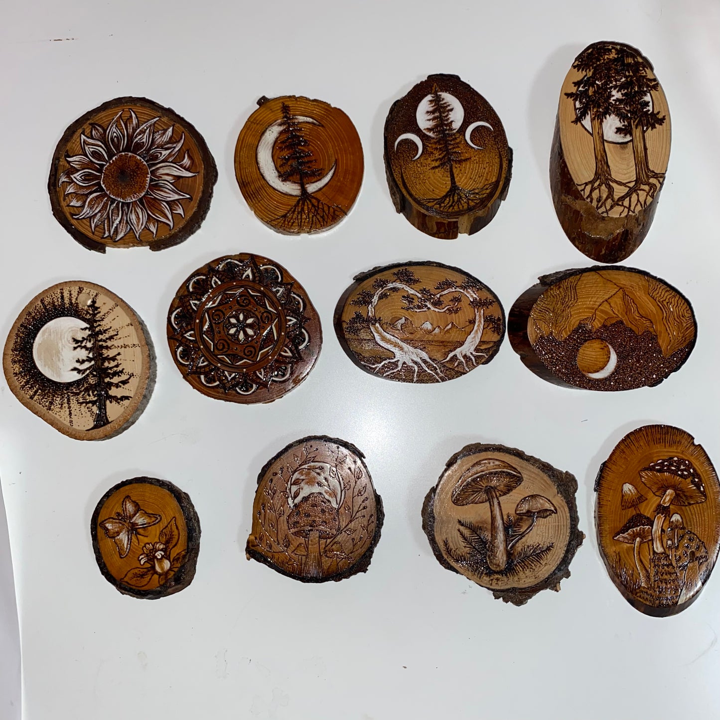 Rebanadas de madera HECHO A MANO arte Madera quemada