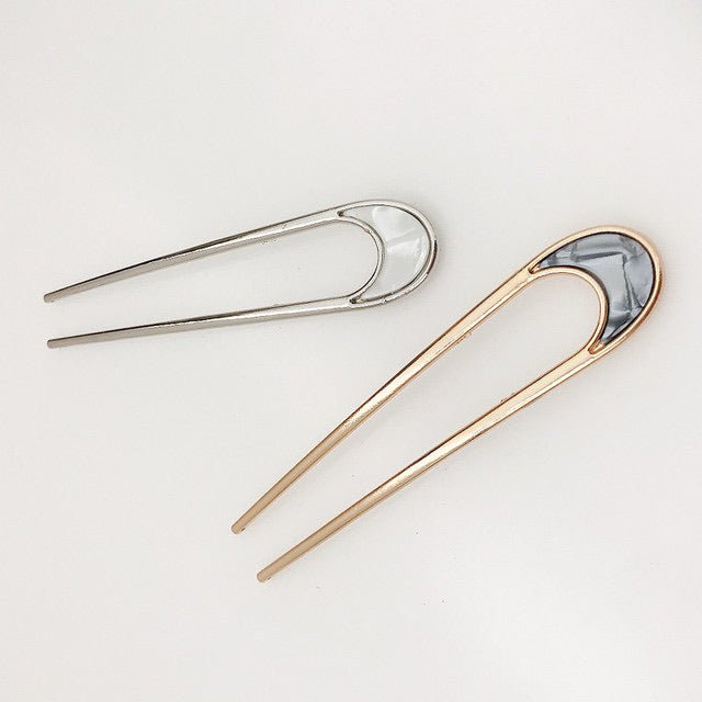 Élégante épingle à cheveux en perles de 4 pouces pour chignon décoiffé – Accents en émail ondulé et lunaire en blanc, bleu, rose