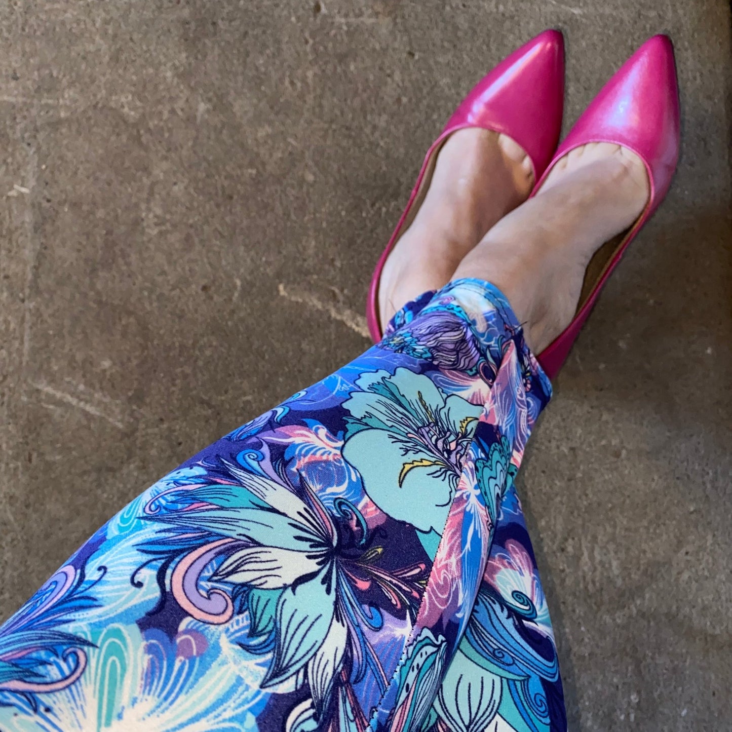 Leggings estampados florales azules tropicales