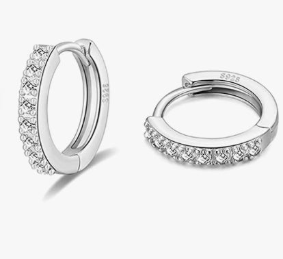 Boucles d’oreilles Huggie Smooth ou Strass 8, 10, 12mm Options