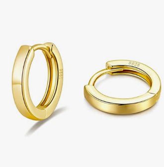 Boucles d’oreilles Huggie Smooth ou Strass 8, 10, 12mm Options