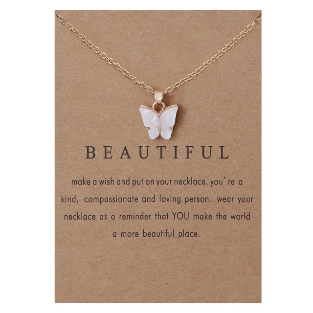 Hermoso collar de mariposa chapado en oro