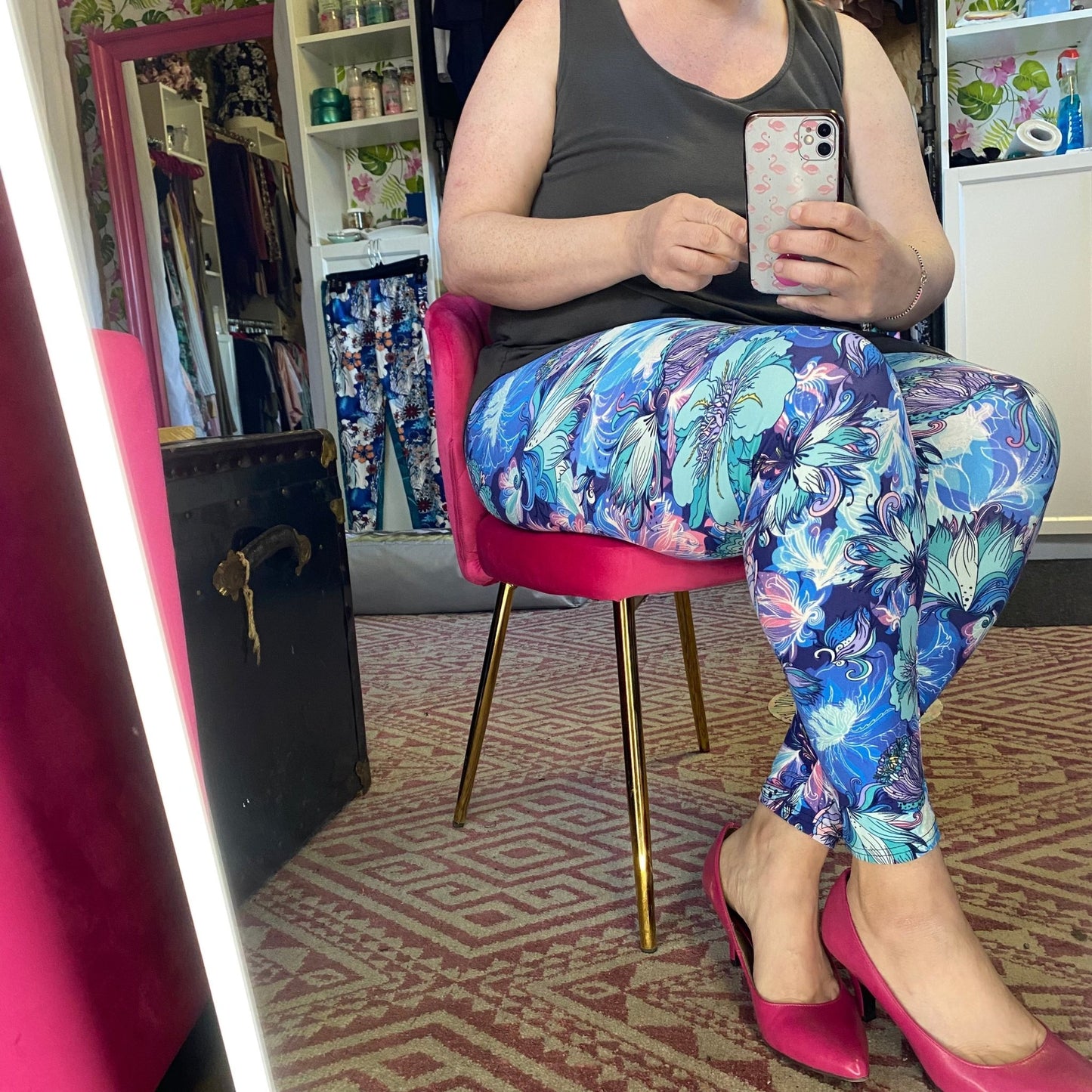 Leggings estampados florales azules tropicales