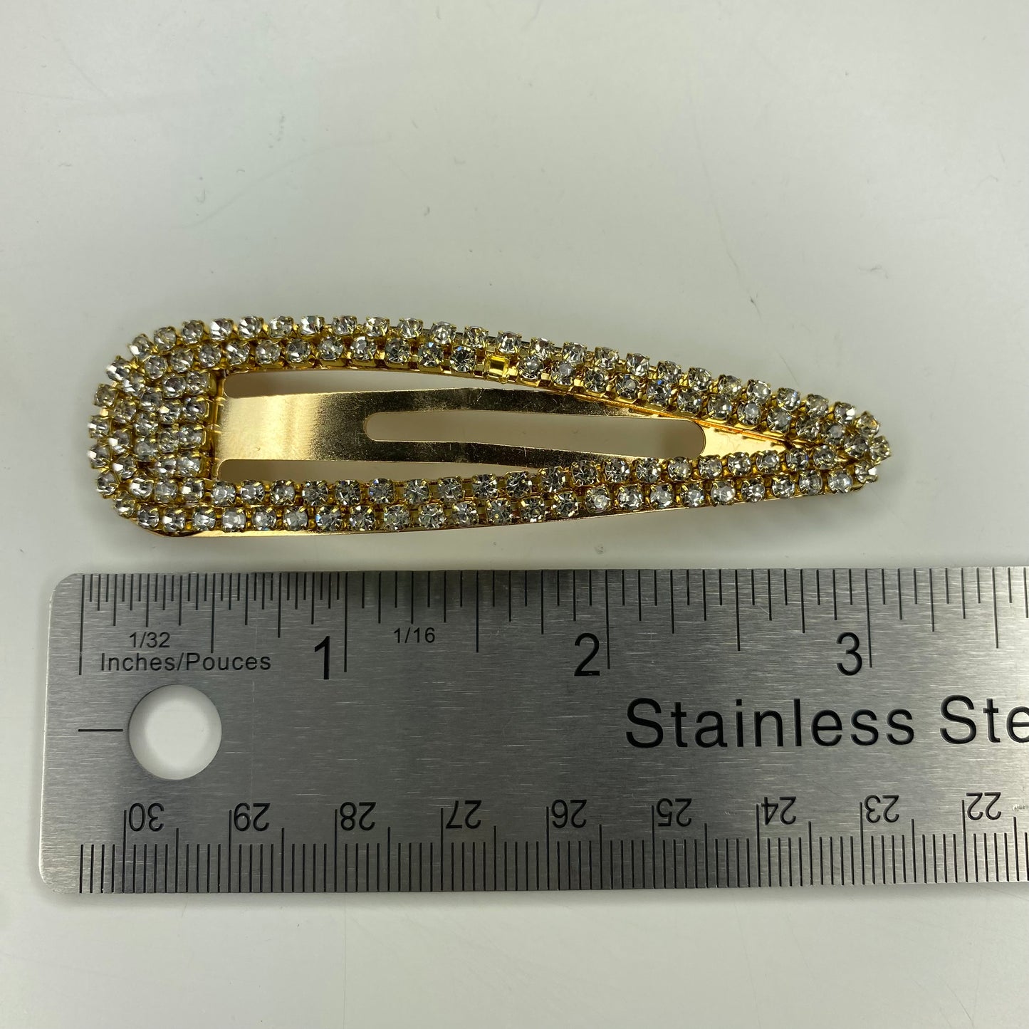 Horquilla para el pelo con broche dorado y diamantes de imitación de 3 pulgadas