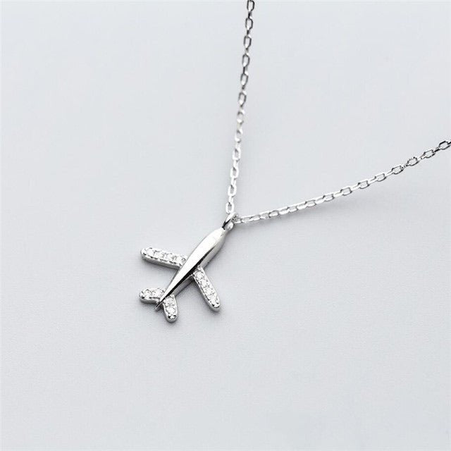 Collar Avión Jet Plata 925