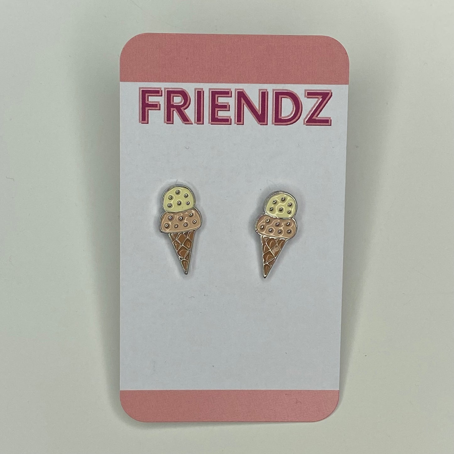 Ice Cream Cone Silver 925 Post Earrings