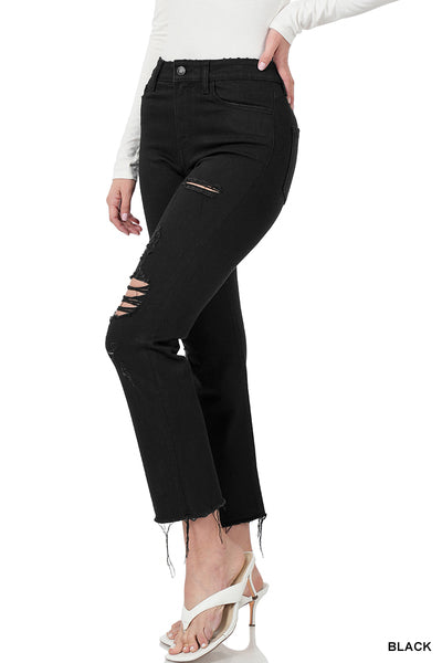 Jean Kendall en denim STRECH noir vieilli