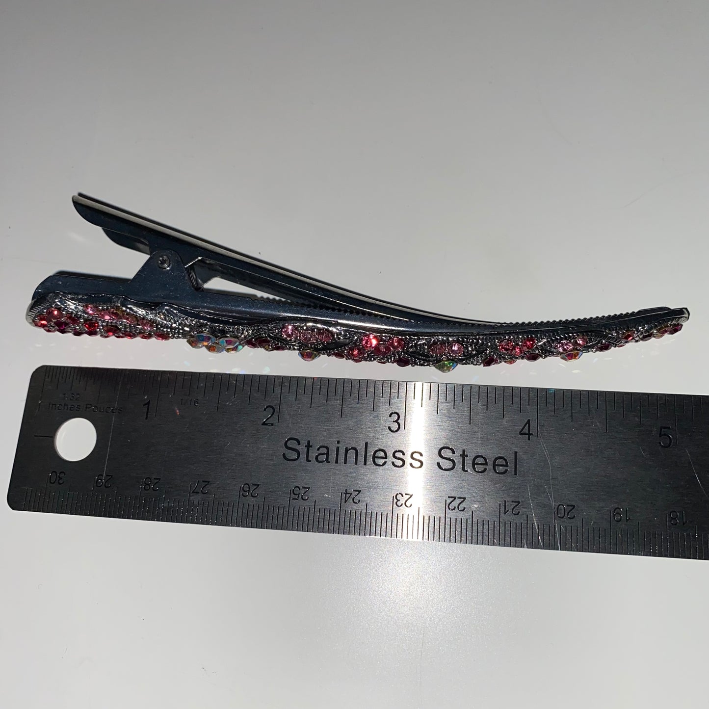 Pasador de pelo de diamantes de imitación plateado