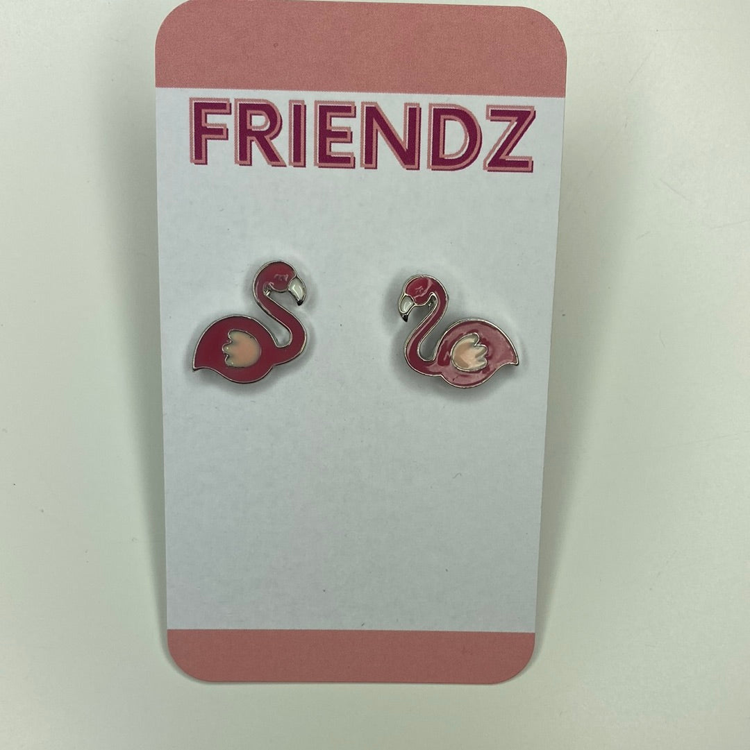 Boucles d'oreilles tige flamant rose en argent 925