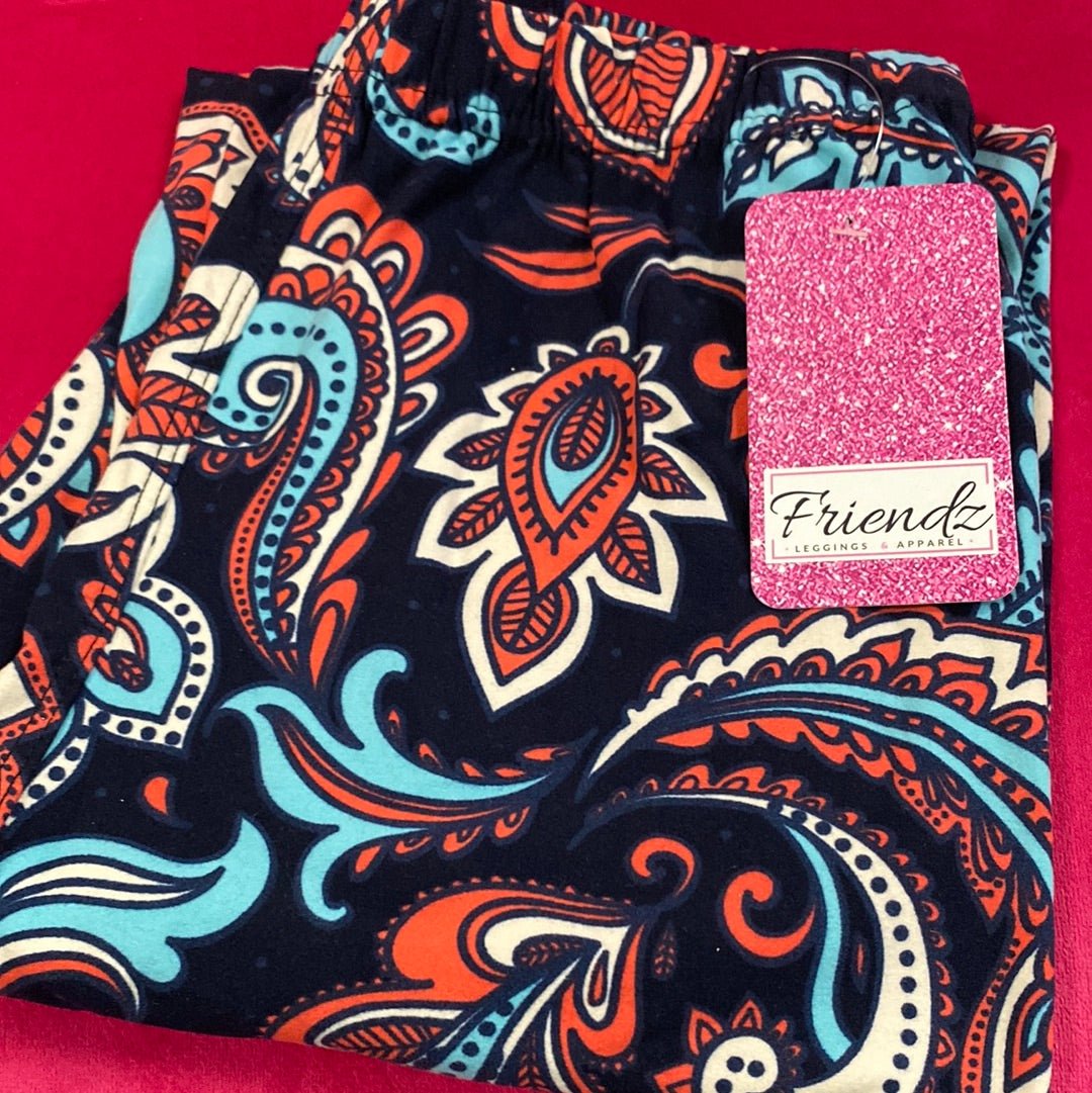 Leggings Paisley Naranja Marino