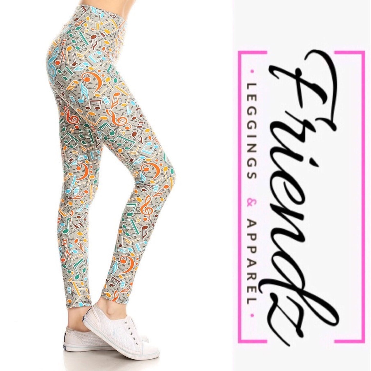 Music notes leggings - Friendz Leggings Apparel