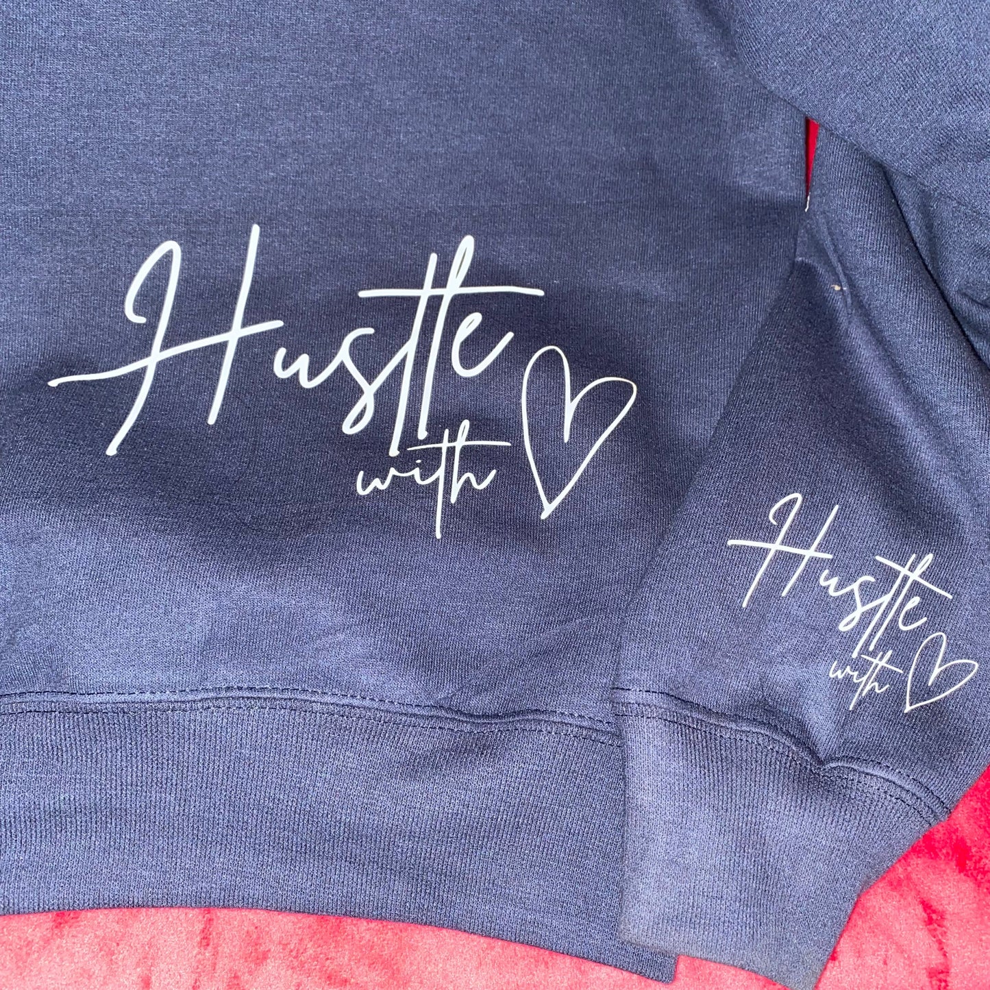 Hustle with Heart Graphic Print Crewneck Sweatshirt Sweater Top