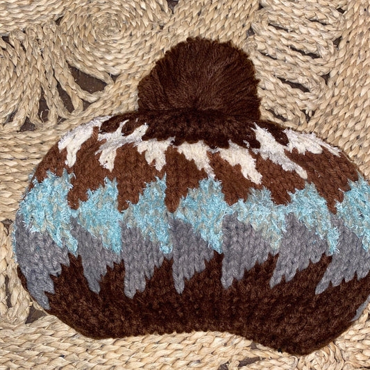 FINAL SALE Retro Knitted Toque Mint & Brown