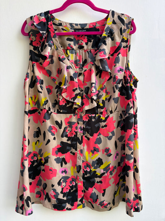 Multicolor Floral Button Up Blouse 2X
