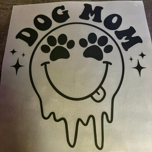 Dog Mom Smiley Face Melt Shirt Transfer