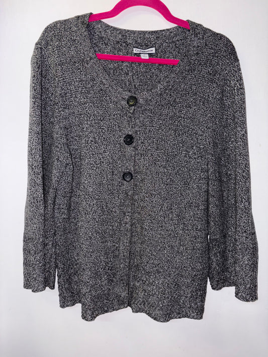 CROFT & BARROW | Heather Gray Button Sweater Cardigan Top - Large 1007