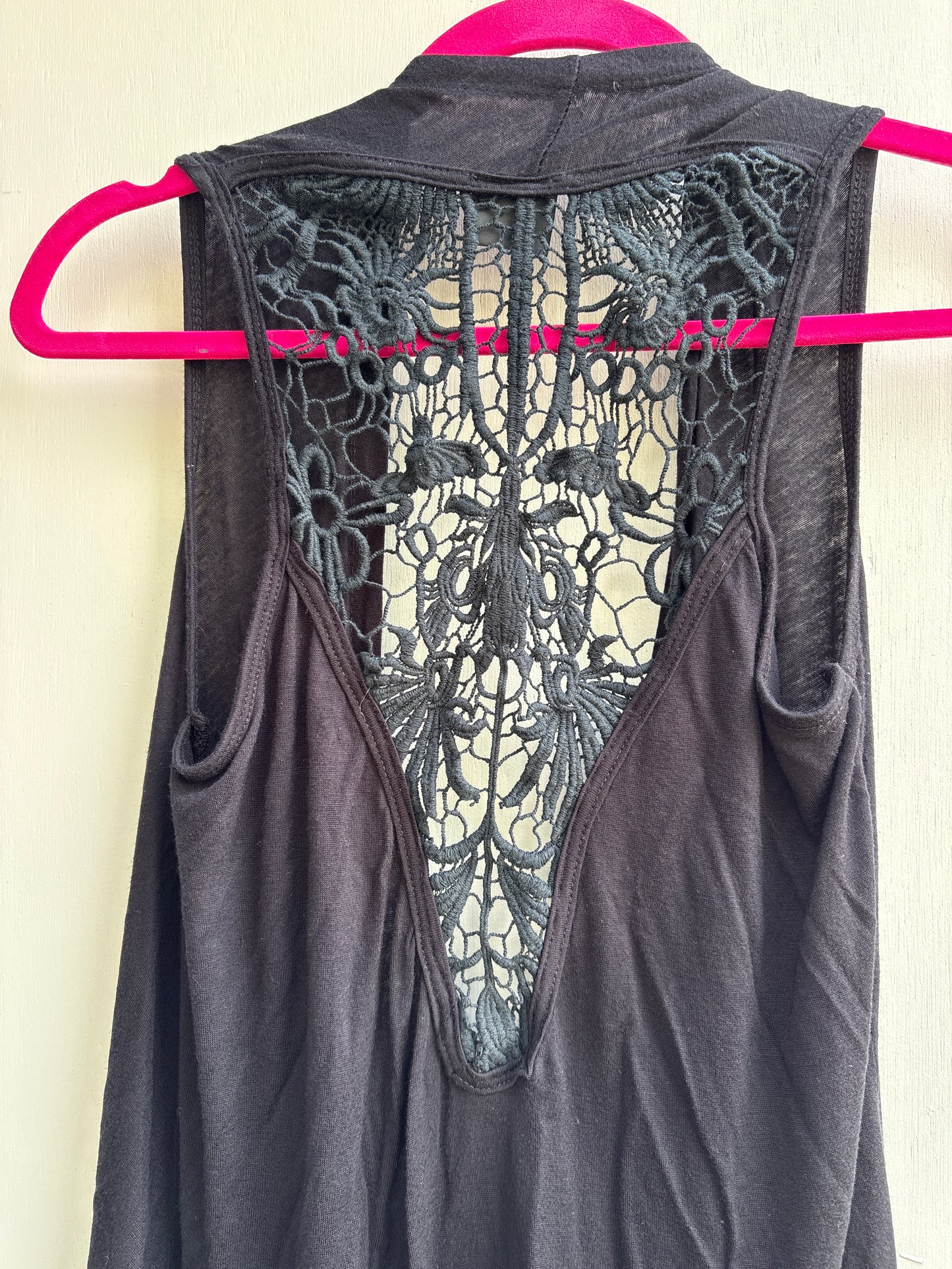Black Open Vest Lace Cardigan