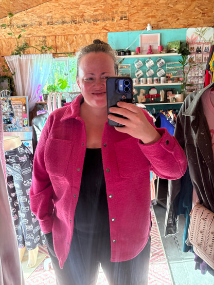 Sherpa Shacket Jacket Mid Weight - Fuchsia Pink