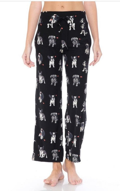 Pantalon de jogging ample à imprimé cœurs et chiens multiples