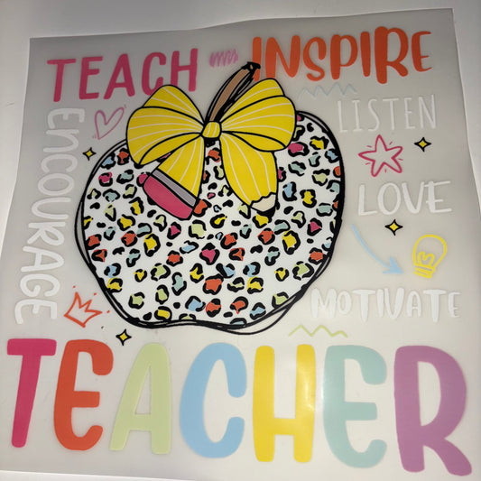 TEACHER | Teach Inspire Leopard Apple SHIRT TRANSFER