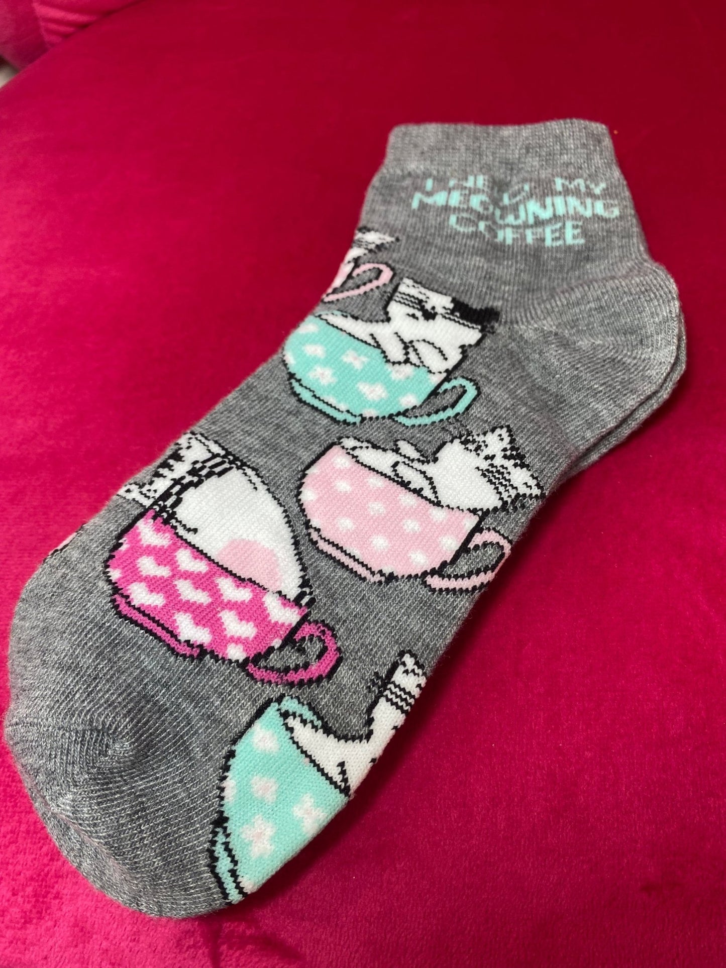 Chaussettes à la cheville Chats et tasses