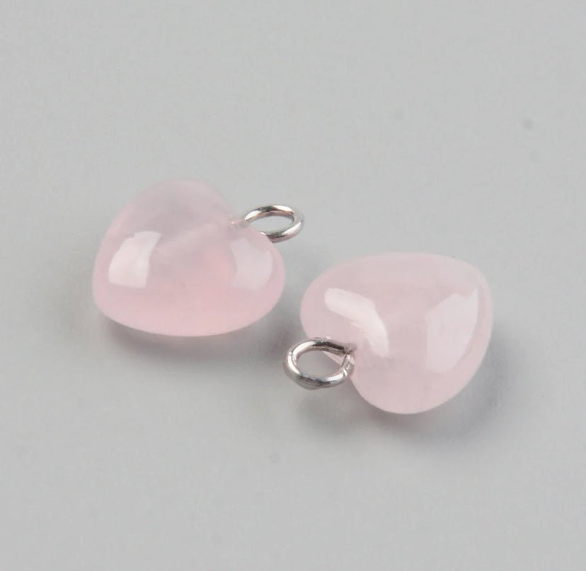 Breloque en forme de cœur en quartz rose