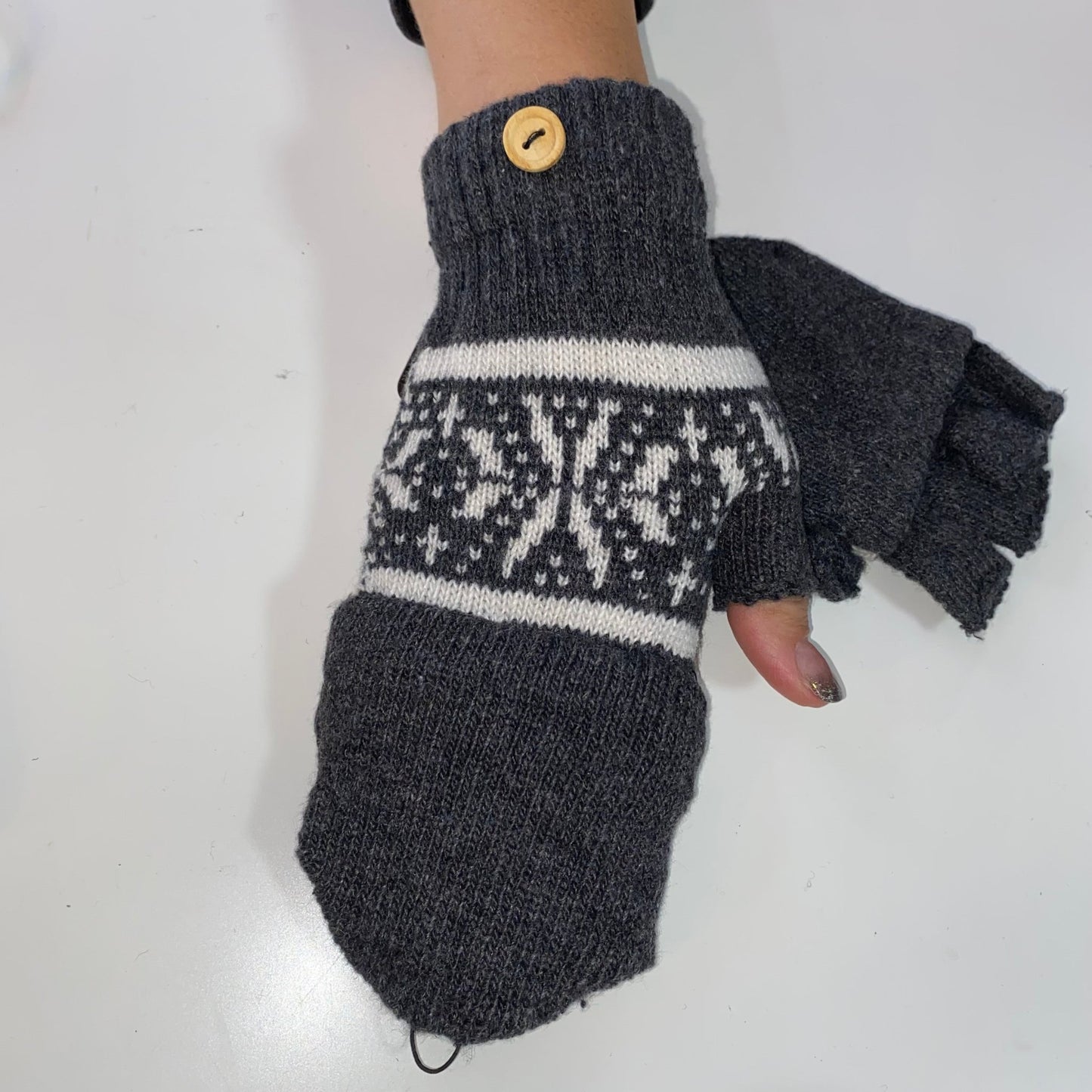 Snowflake Fingerless/ Mitten Gloves