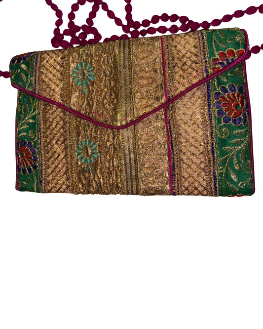 Bolso Pink & Gold Clutch Evening Purse Bag