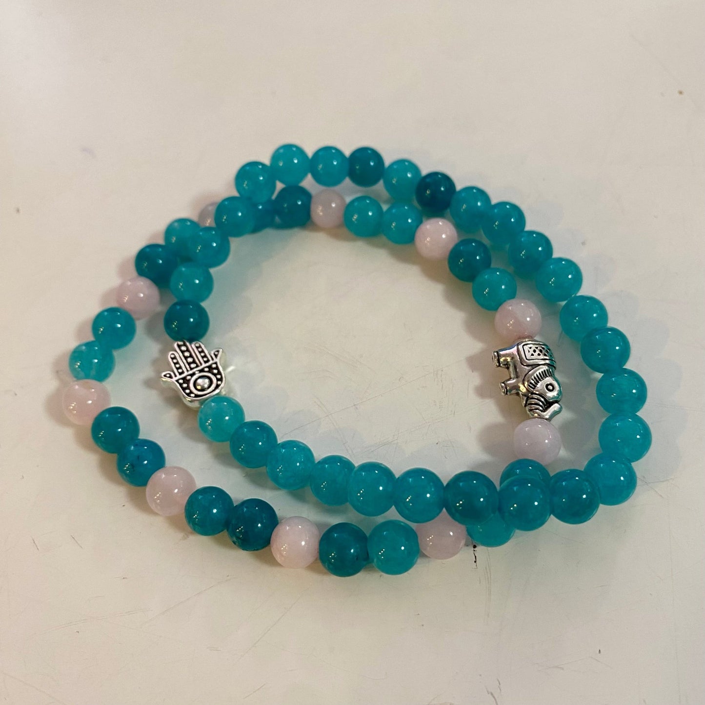 Aqua Jade Gem Stone Bracelet 6MM