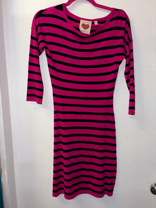Derek Heart Pink Stripe Sweater Dress Small 1049