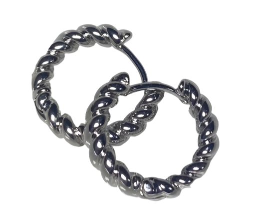 FINAL SALE Twist Hoops Small Earrings Silver
