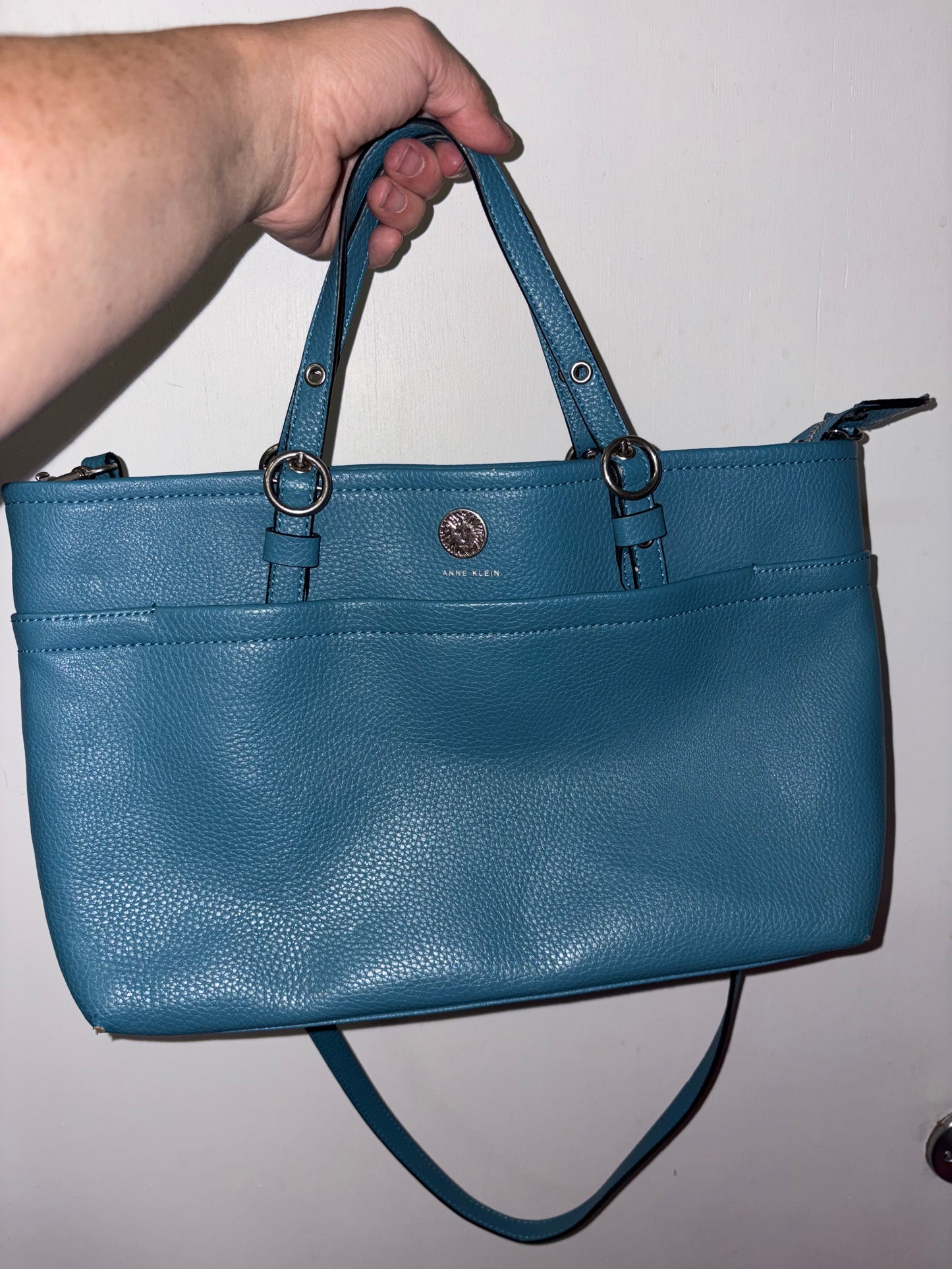 Ann Klein Pocket Satchel Blue Purse