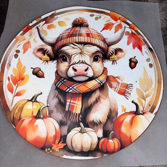 FALL | Cow Orange Plaid Shirt Transfer